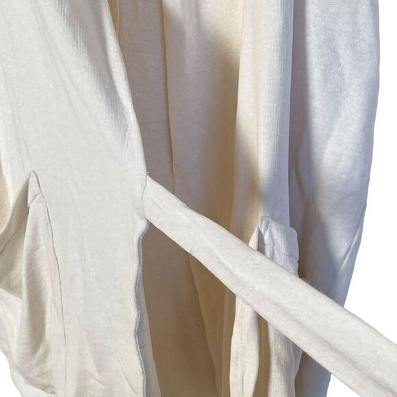 Eileen Fisher Ecru Oversized Cotton Terry Side Tie Kimono Wrap Jacket Large - Picture 8 of 15